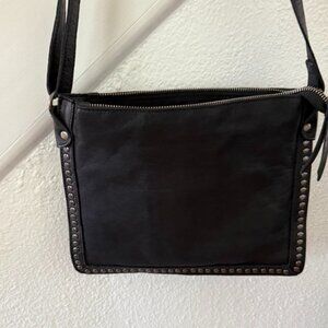 Latico Leathers Gabriel Black Crossbody Bag with Silver Studs